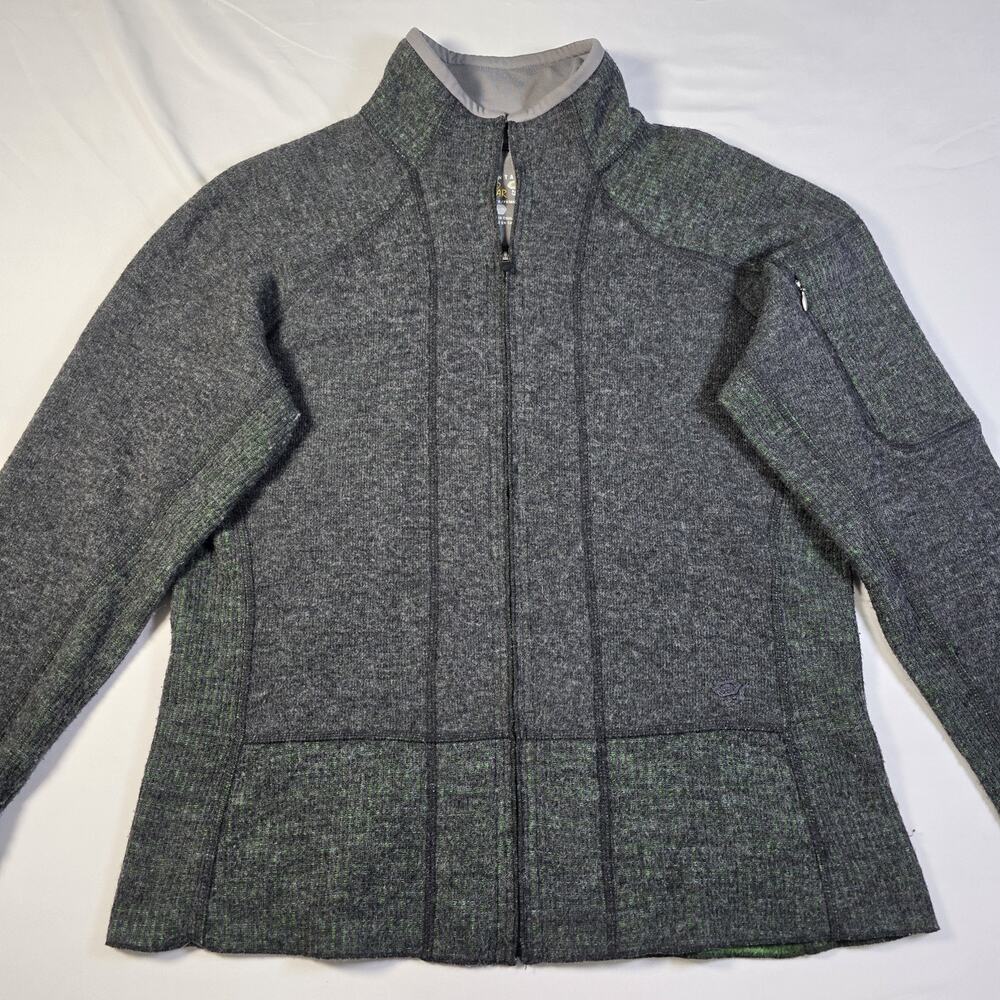Mountain Hardwear Womens Large Sarafin Wool Blend Full Zip Sweater Jacket Green